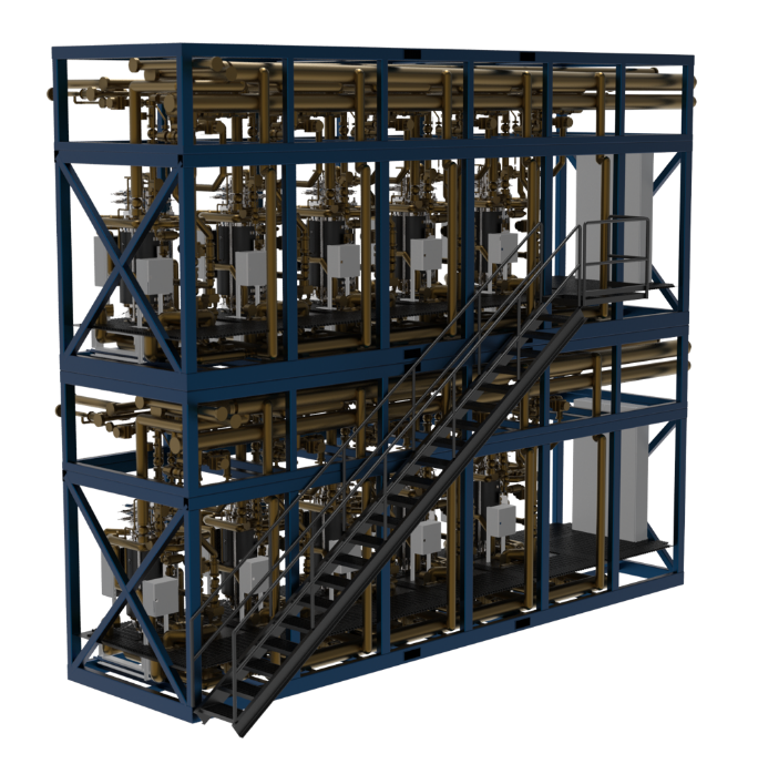 A blue and gold machine
Description automatically generated